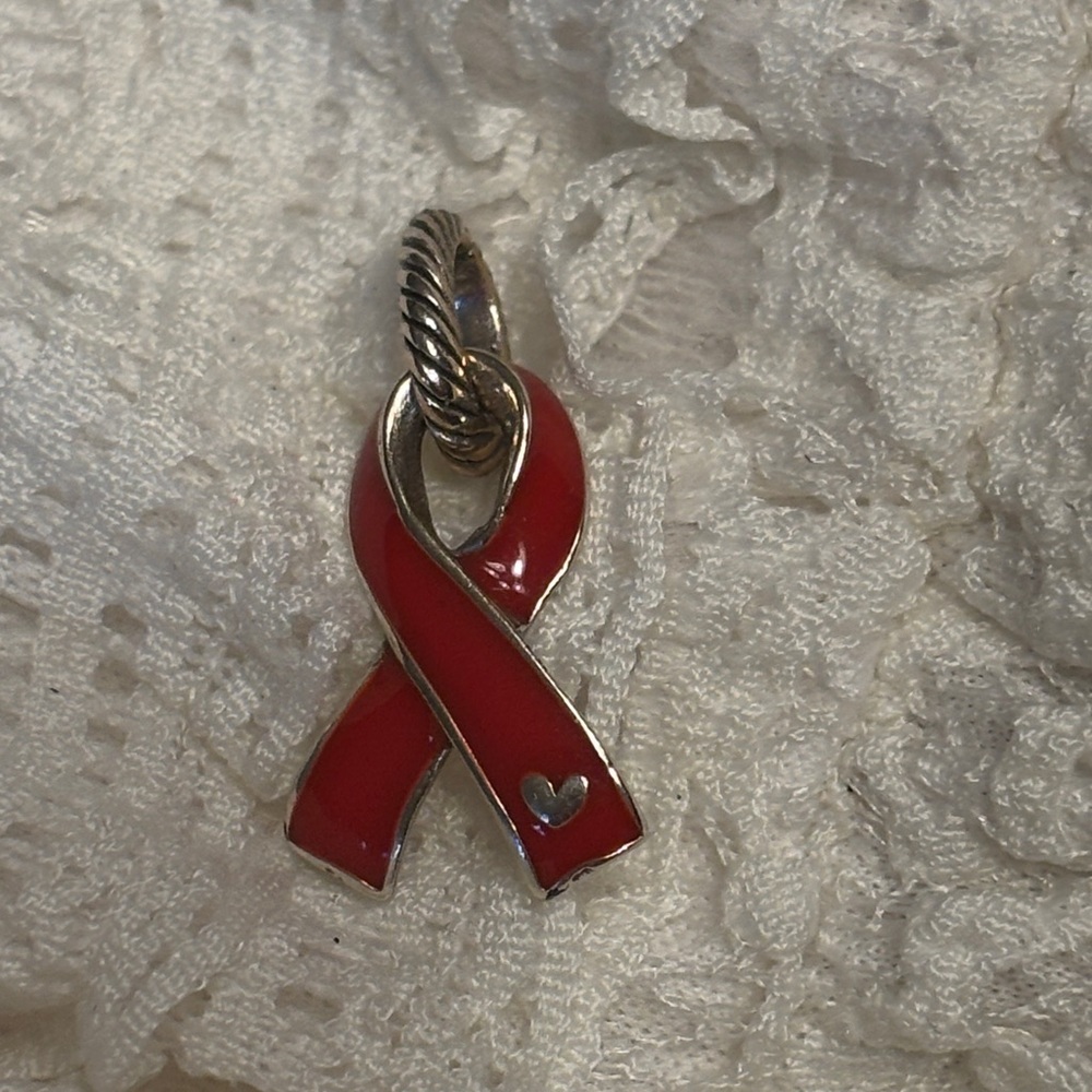 Brighton Red Ribbon Heart Disease Awareness Charm with Gift Box